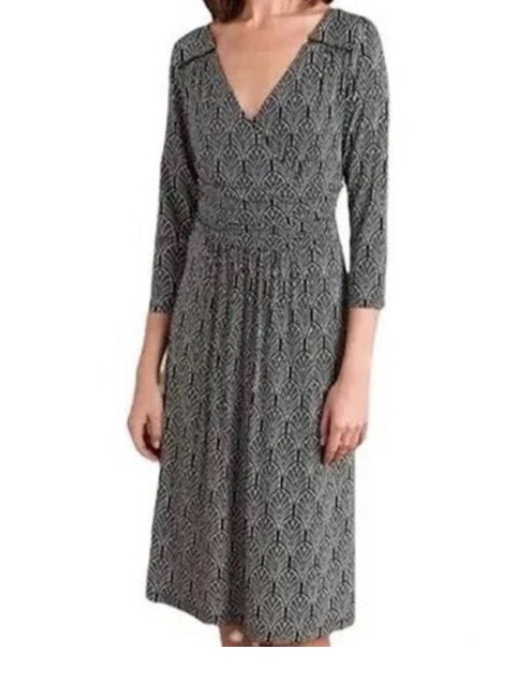 Maeve Anthropologie Galena Art Deco Geometric Fan Print Midi Dress S